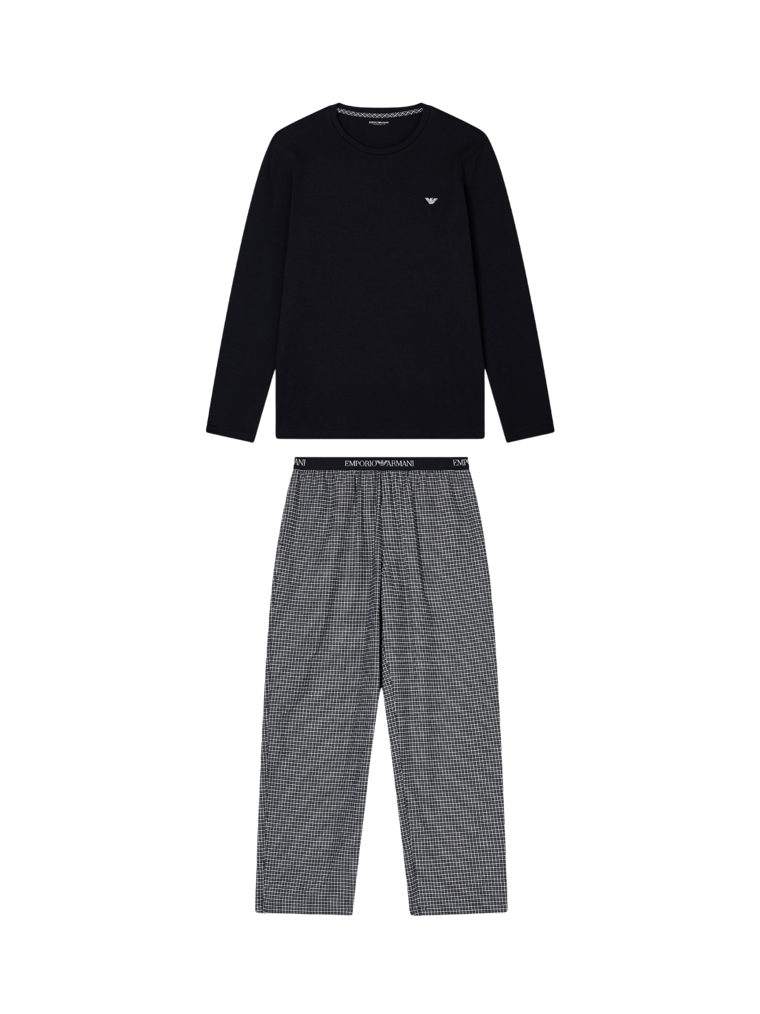 Emporio Armani Yarn Dyed Woven Long Pyjama Set