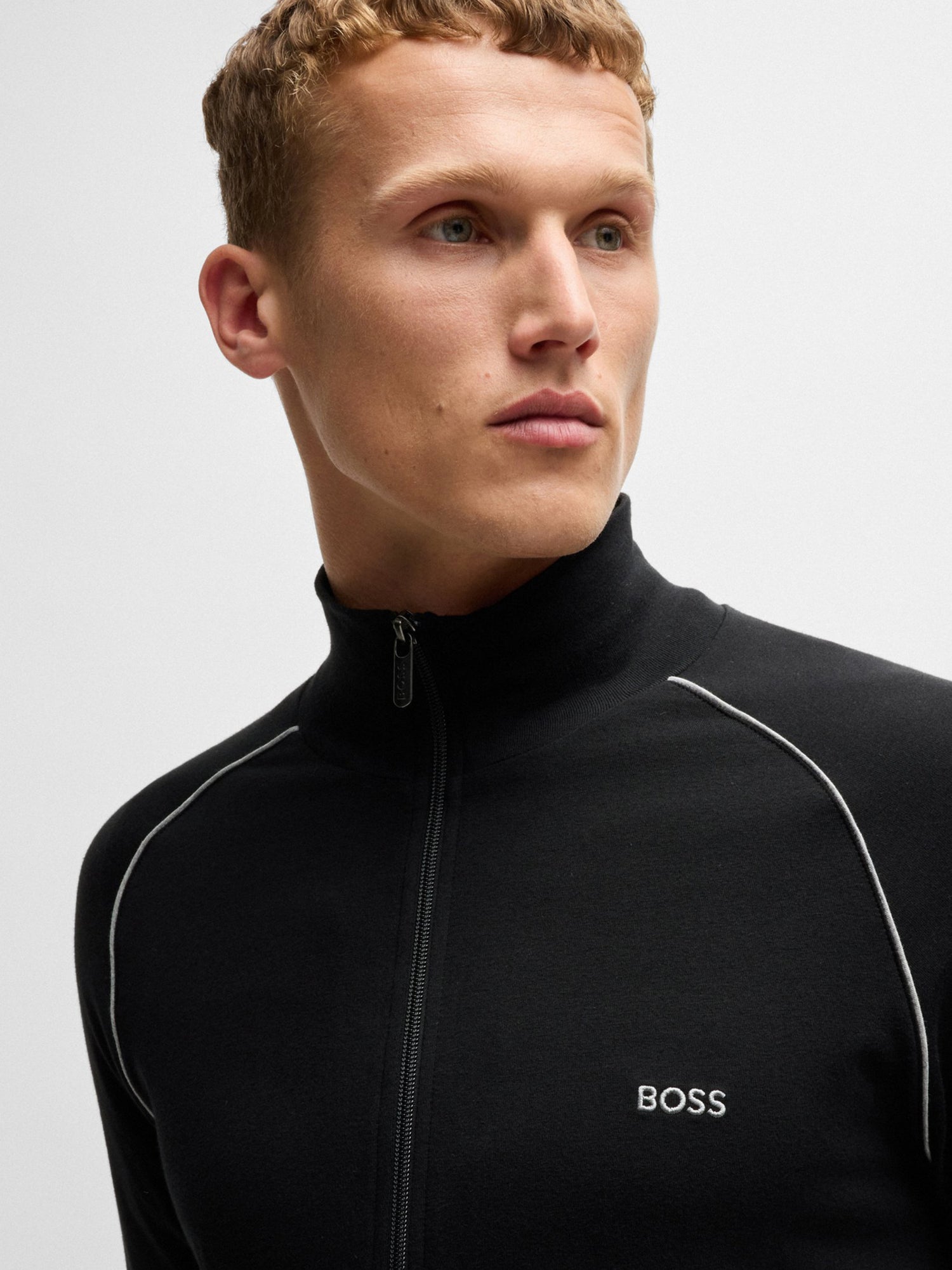 BOSS Men's Stretch Cotton Zip-Up Tracksuit Top