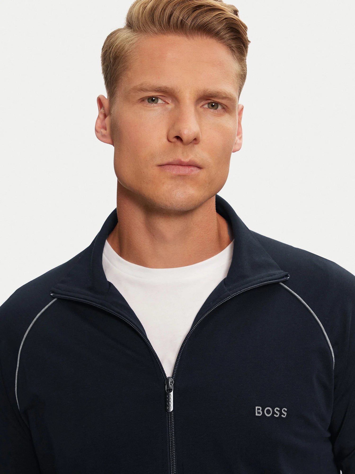 BOSS Men's Stretch Cotton Zip-Up Tracksuit Top