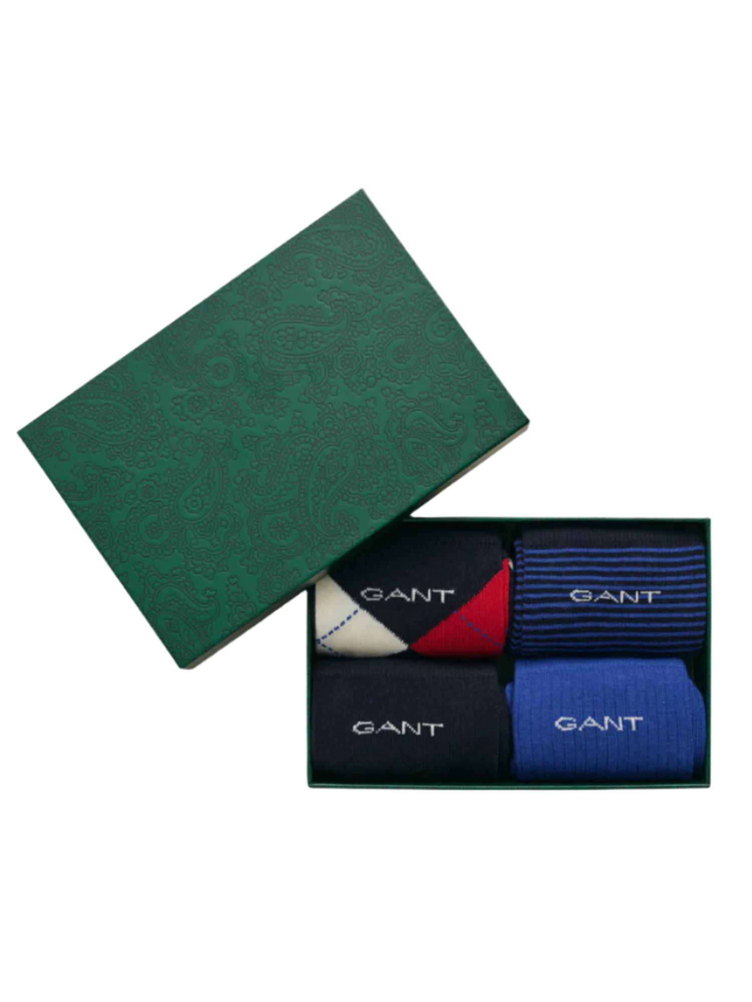 Gant 4 Pack Men's Argyle Stripe Solid Sock Gift Box