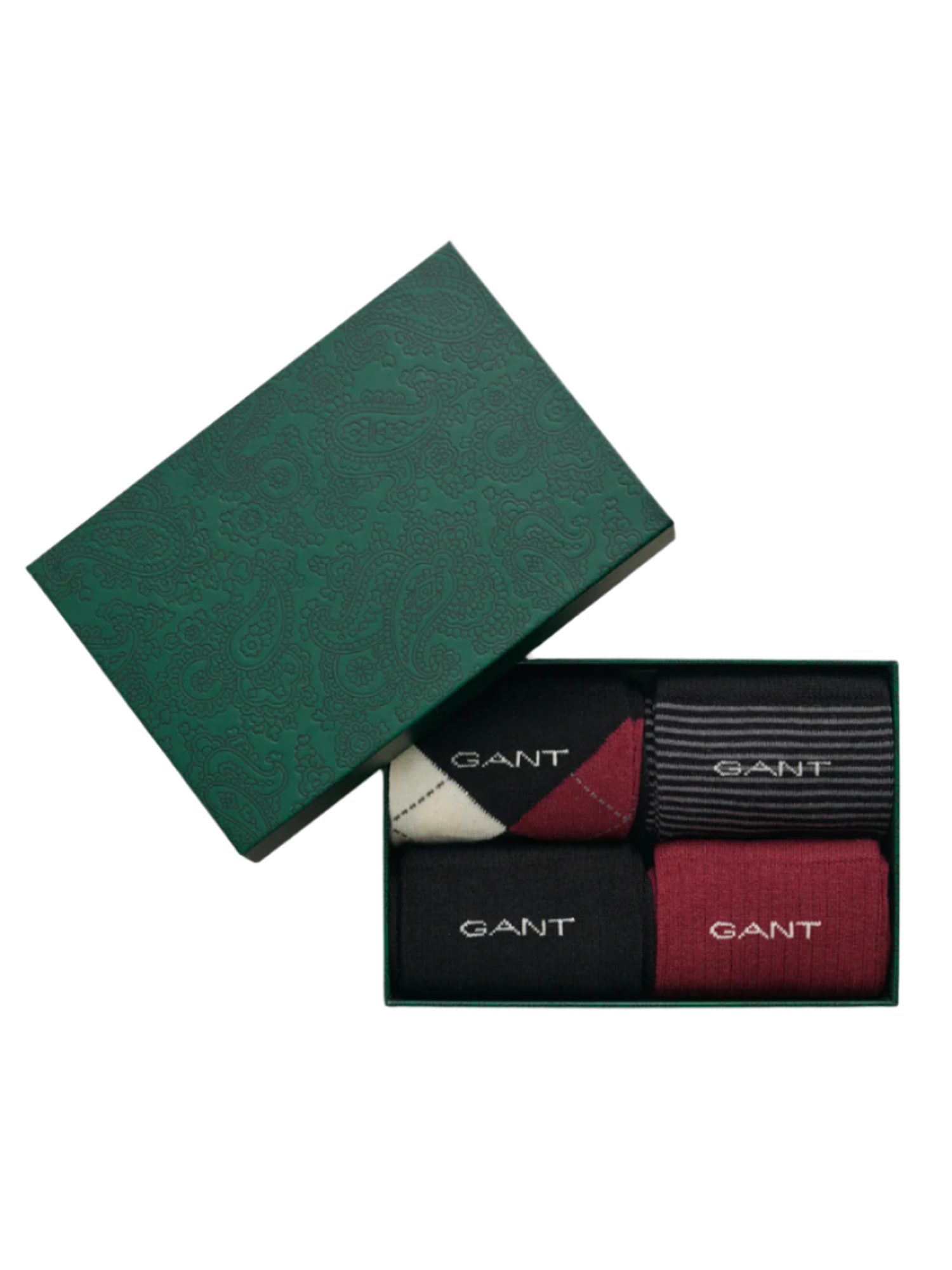 Gant 4 Pack Men's Argyle Stripe Solid Sock Gift Box