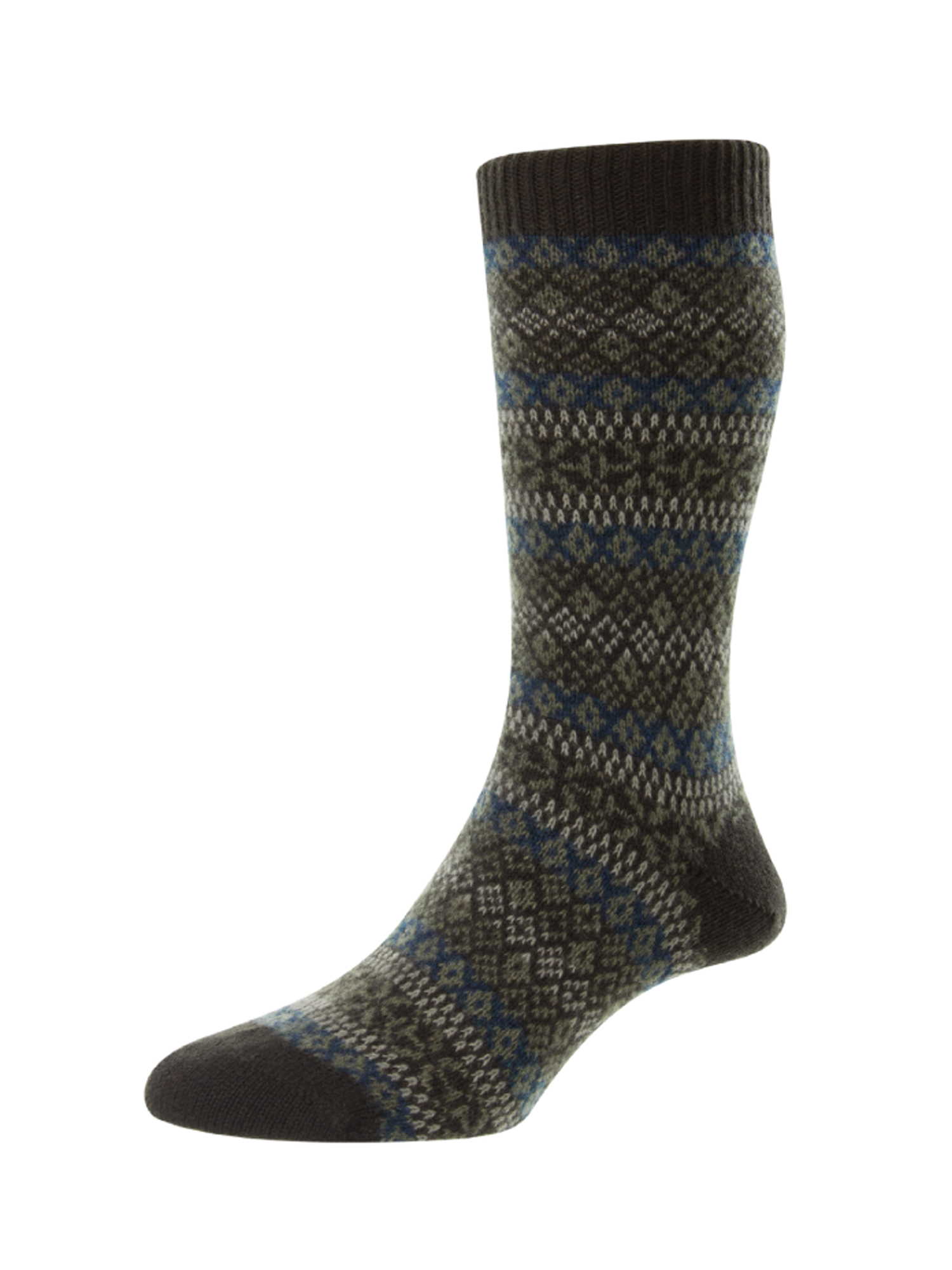 Pantherella Men's Sherborne Fair Isle Cashmere Sock