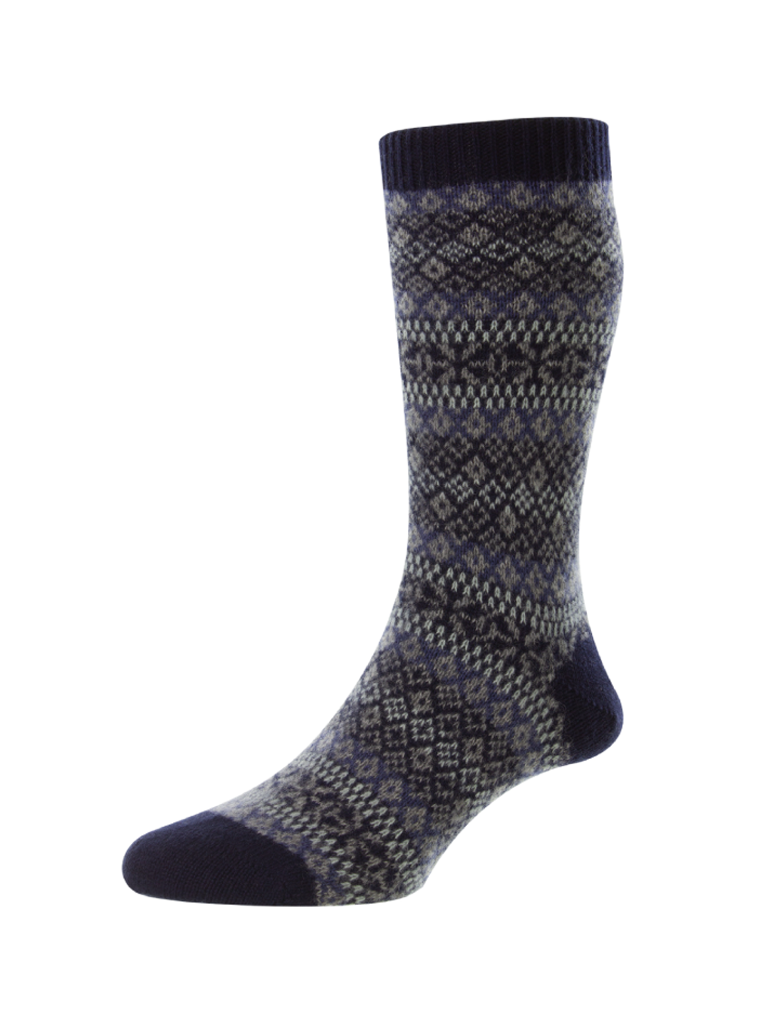 Pantherella Men's Sherborne Fair Isle Cashmere Sock