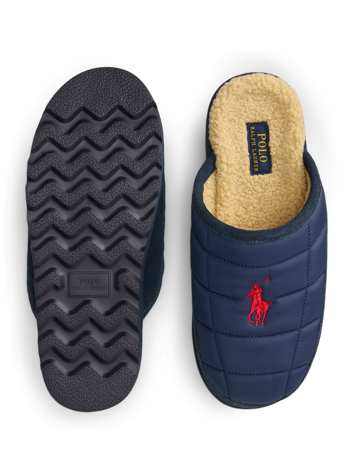 Polo Ralph Lauren Reade Suede-Trim Quilted Scuff Slipper