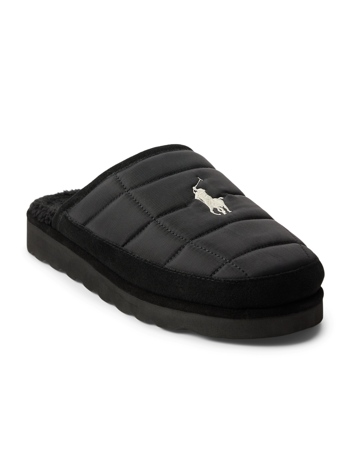 Polo Ralph Lauren Reade Suede-Trim Quilted Scuff Slipper