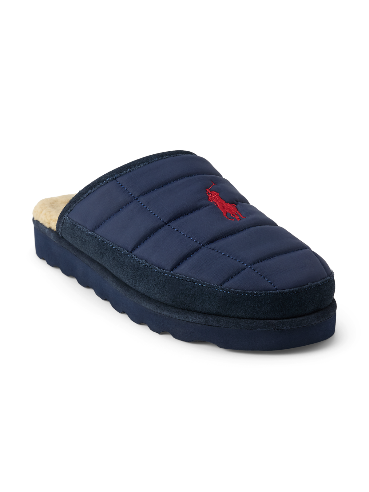 Polo Ralph Lauren Reade Suede-Trim Quilted Scuff Slipper