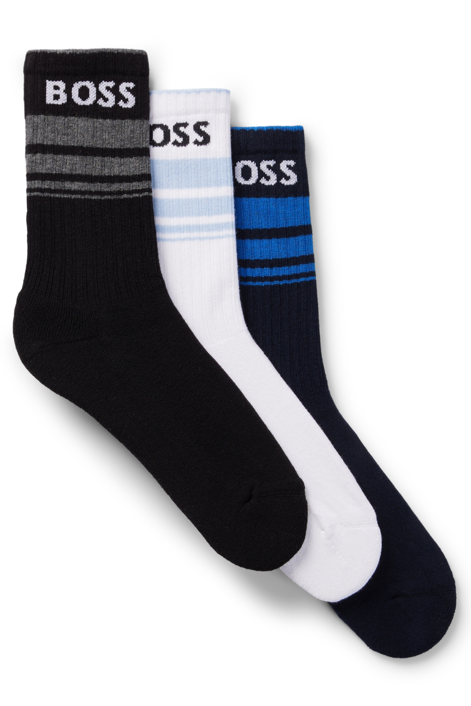 Boss 3 Pack Men's Rib Stripe Sock