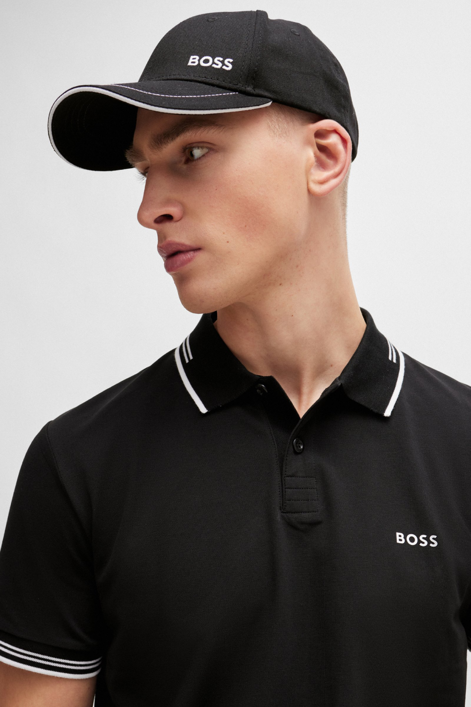 BOSS Black Cotton-Twill Cap With Embroidered Logo and Metal Buckle