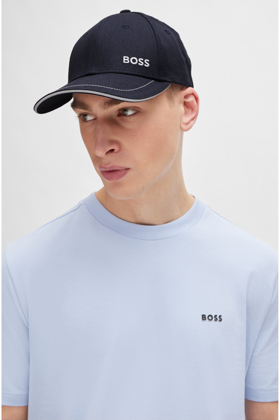 BOSS Navy Cotton-Twill Cap With Embroidered Logo and Metal Buckle