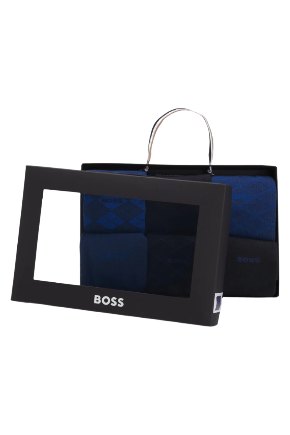 Boss 6 Pack Men's Design Sock Navy Blue Gift Set