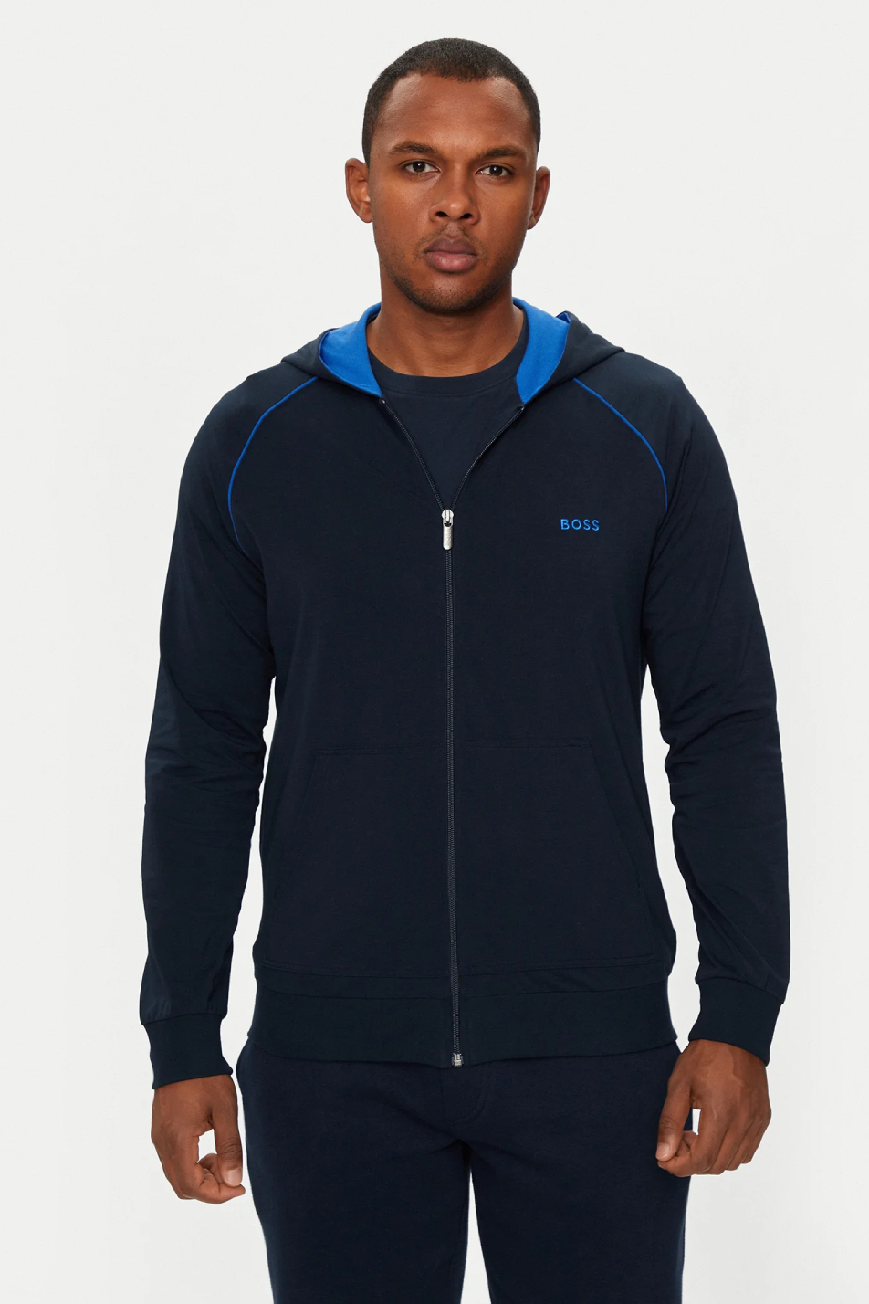 BOSS Men's Zip-Up Hoodie Navy