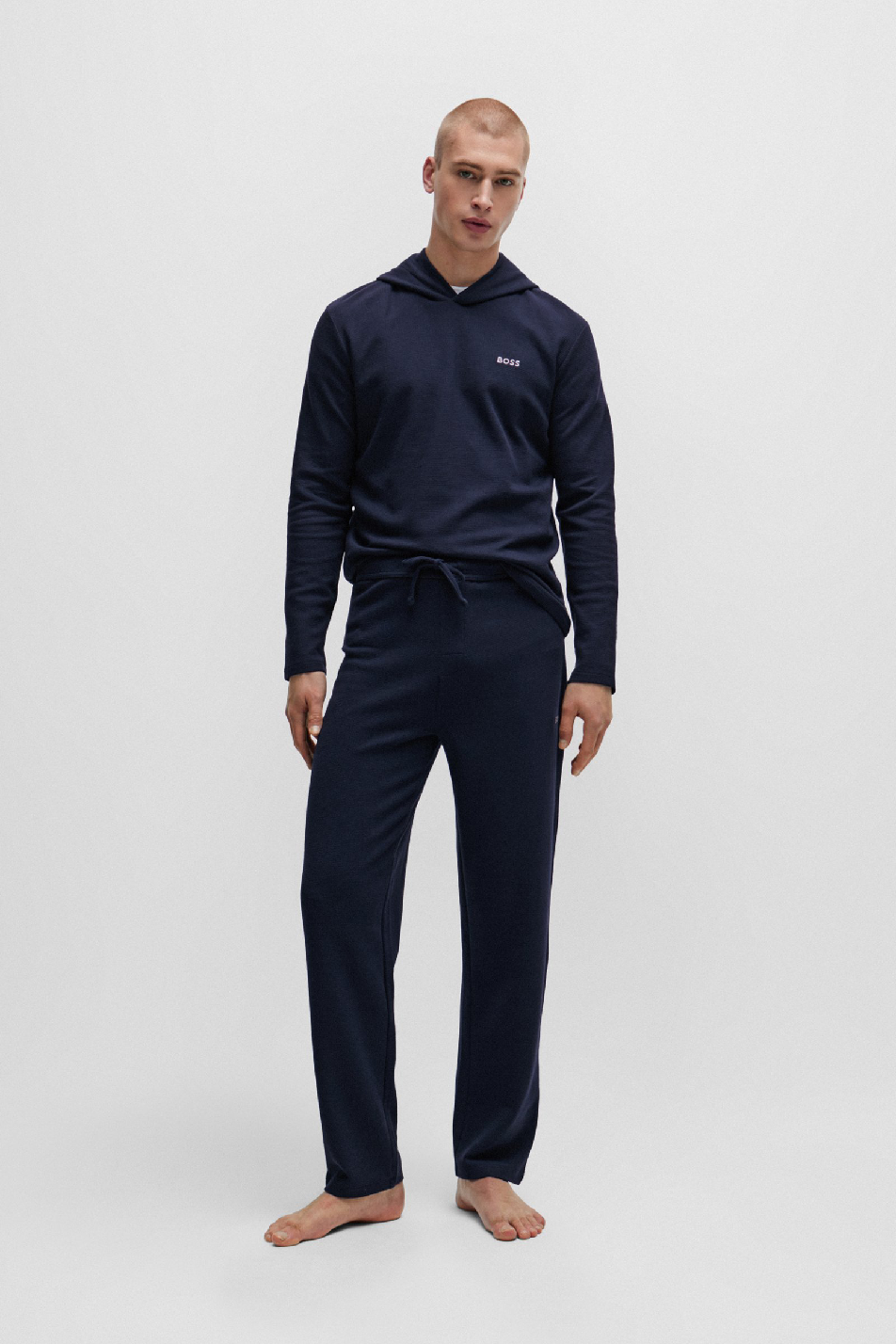 BOSS Men's Waffle Straight Leg Jogger Navy