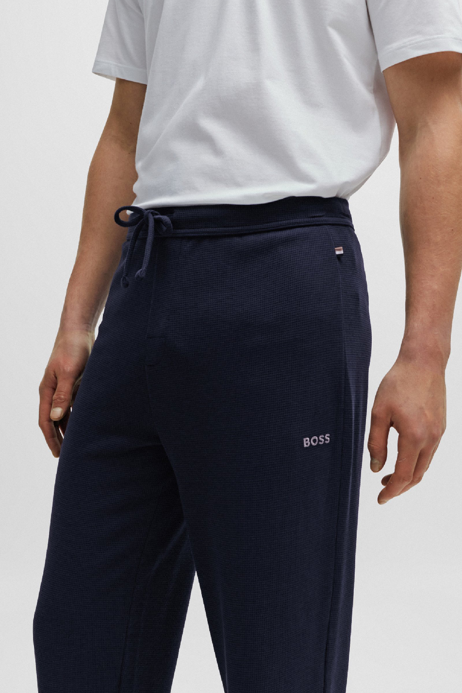 BOSS Men's Waffle Straight Leg Jogger Navy