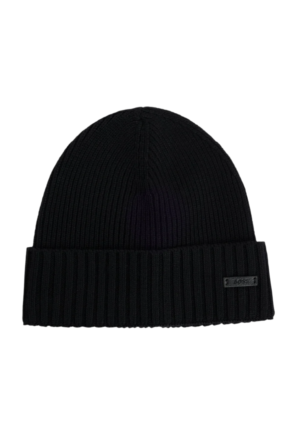 BOSS Men's Ribbed Virgin Wool Beanie Black