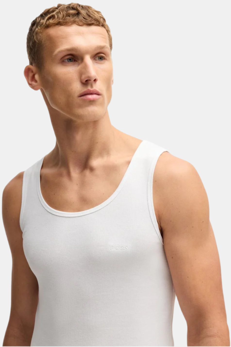 BOSS Men's 3 Pack Ribbed Tank Top