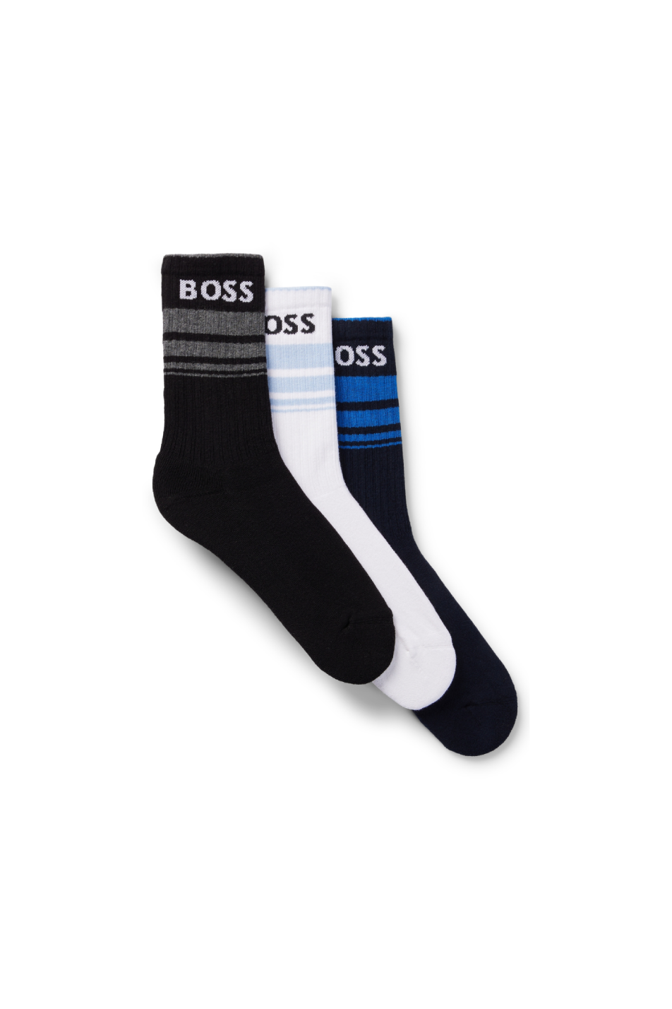 Boss 3 Pack Men's Rib Stripe Sock