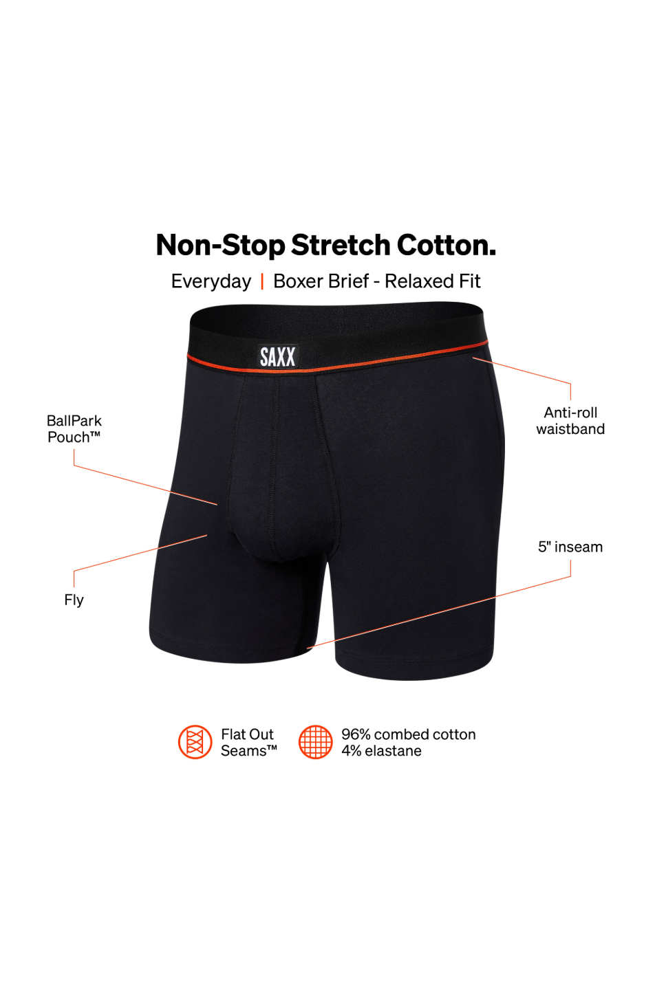 SAXX Non-Stop Stretch Men's Cotton Boxer Brief