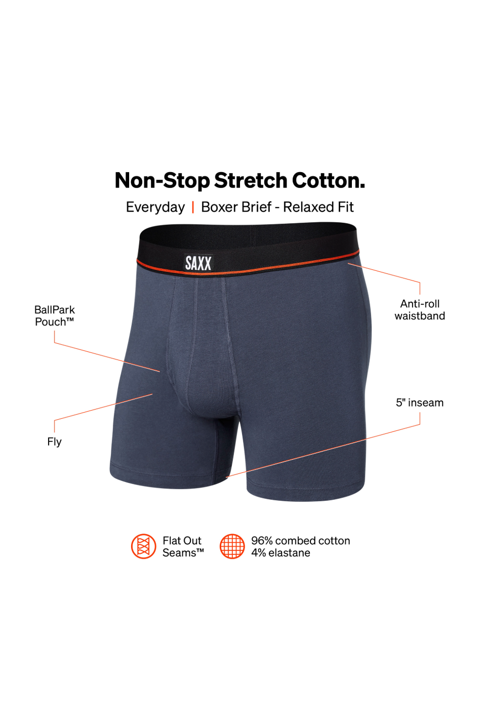 SAXX Non-Stop Stretch Men's Cotton Boxer Brief