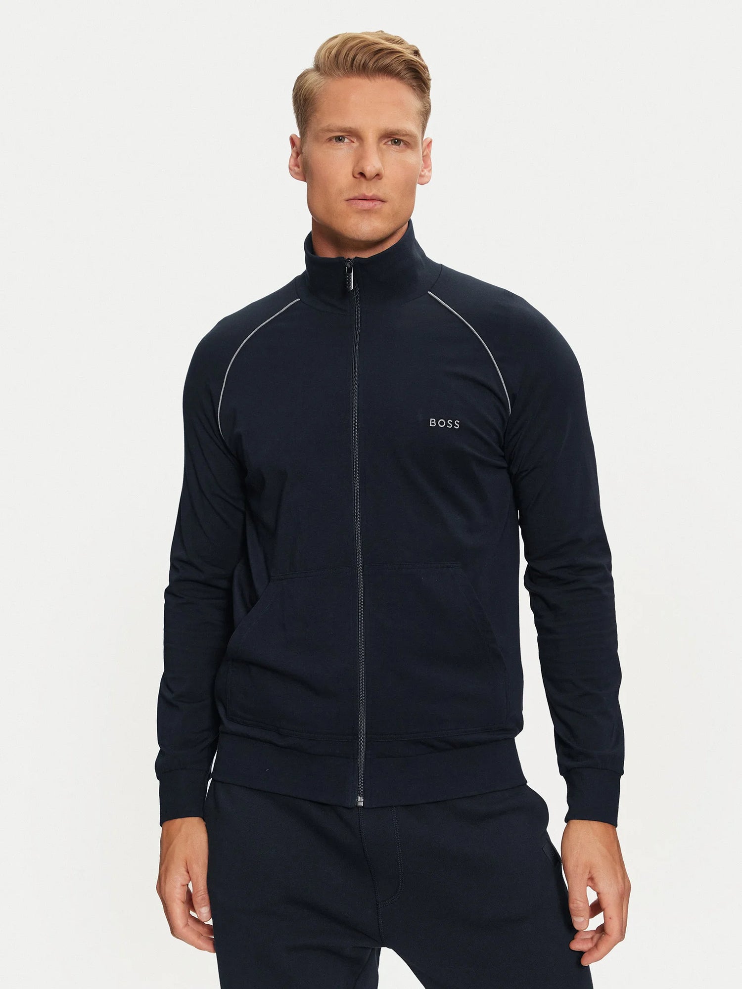 BOSS Men's Stretch Cotton Zip-Up Tracksuit Top