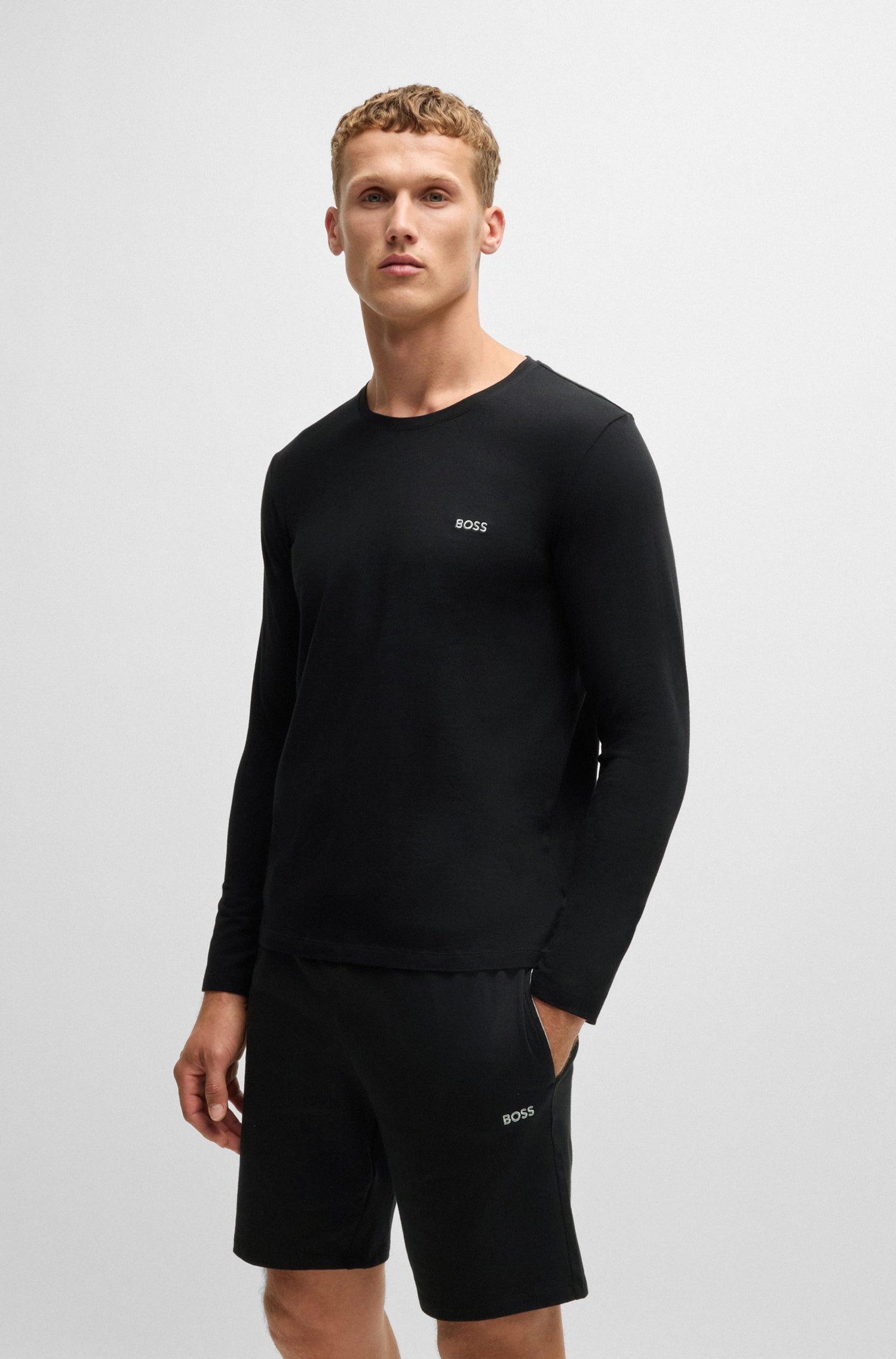 BOSS Men's Stretch Cotton Long Sleeve T-Shirt