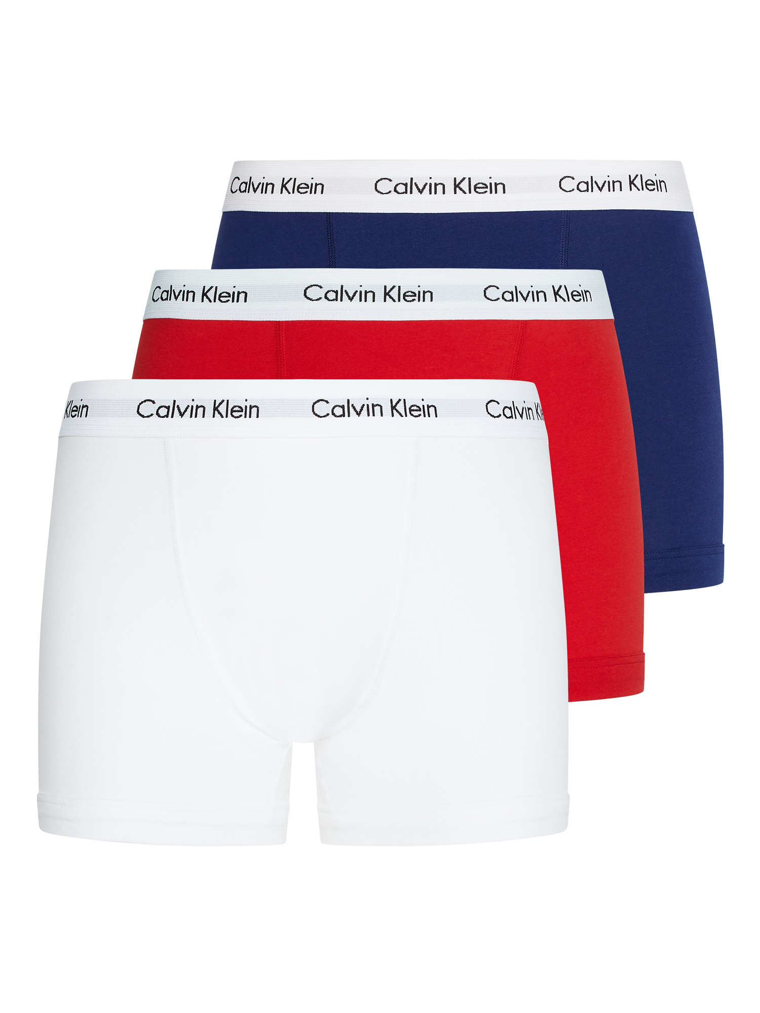 Calvin Klein 3 Pack Men's Cotton Stretch Trunks - Red/Blue/White