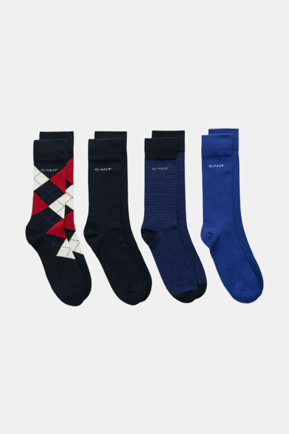 Gant 4 Pack Men's Argyle Stripe Solid Sock Gift Box