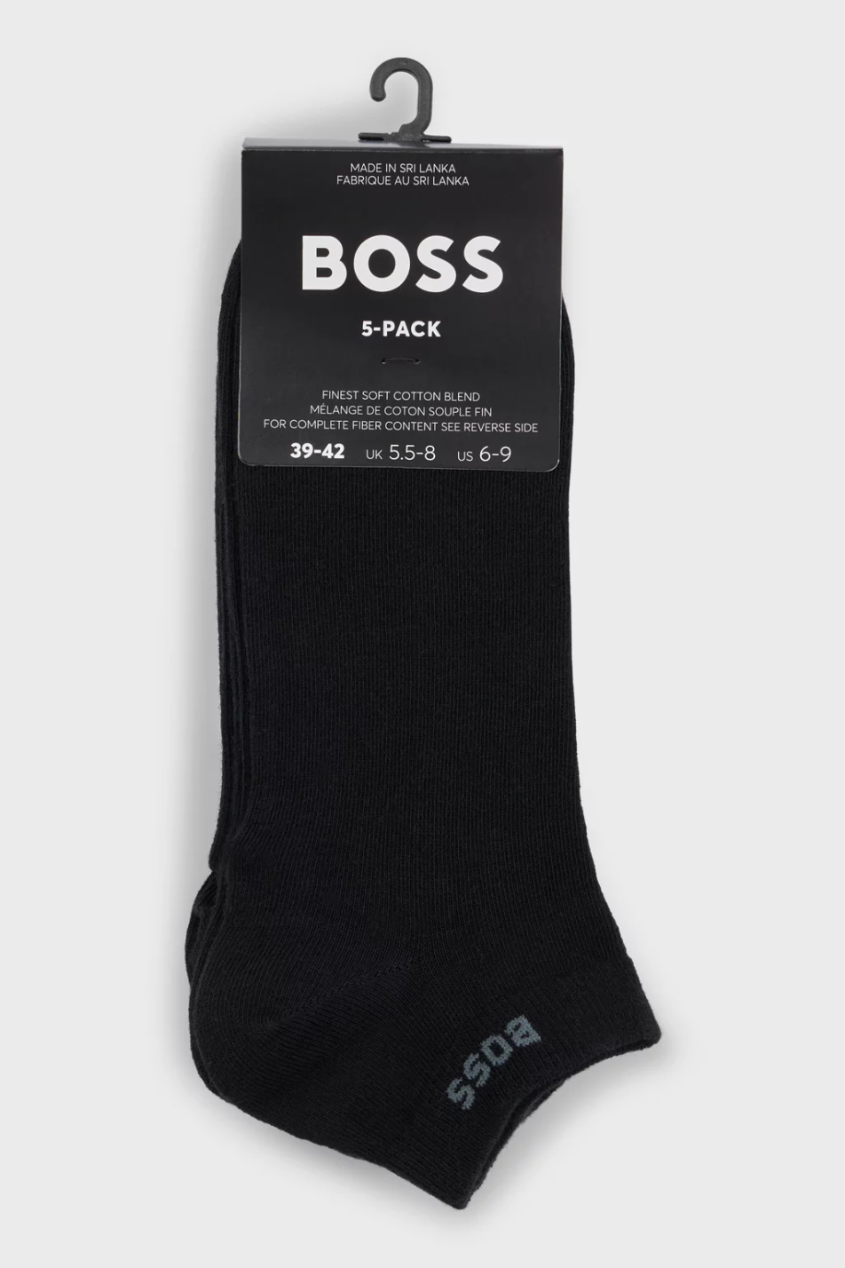 BOSS Men's 5 Pack Cotton Blend Ankle Sock