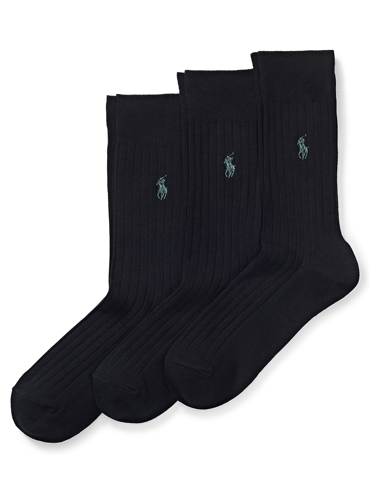 Polo Ralph Lauren Men's Egypt Rib Crew Black 3 Pack Sock