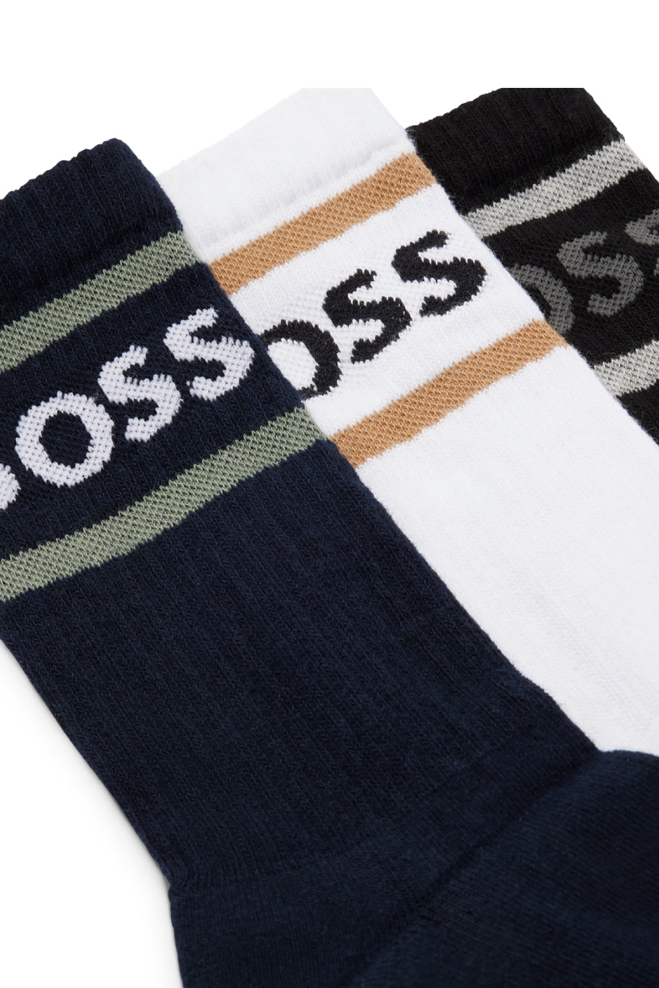 BOSS 3 Pack Men's Rib Stripe Sock
