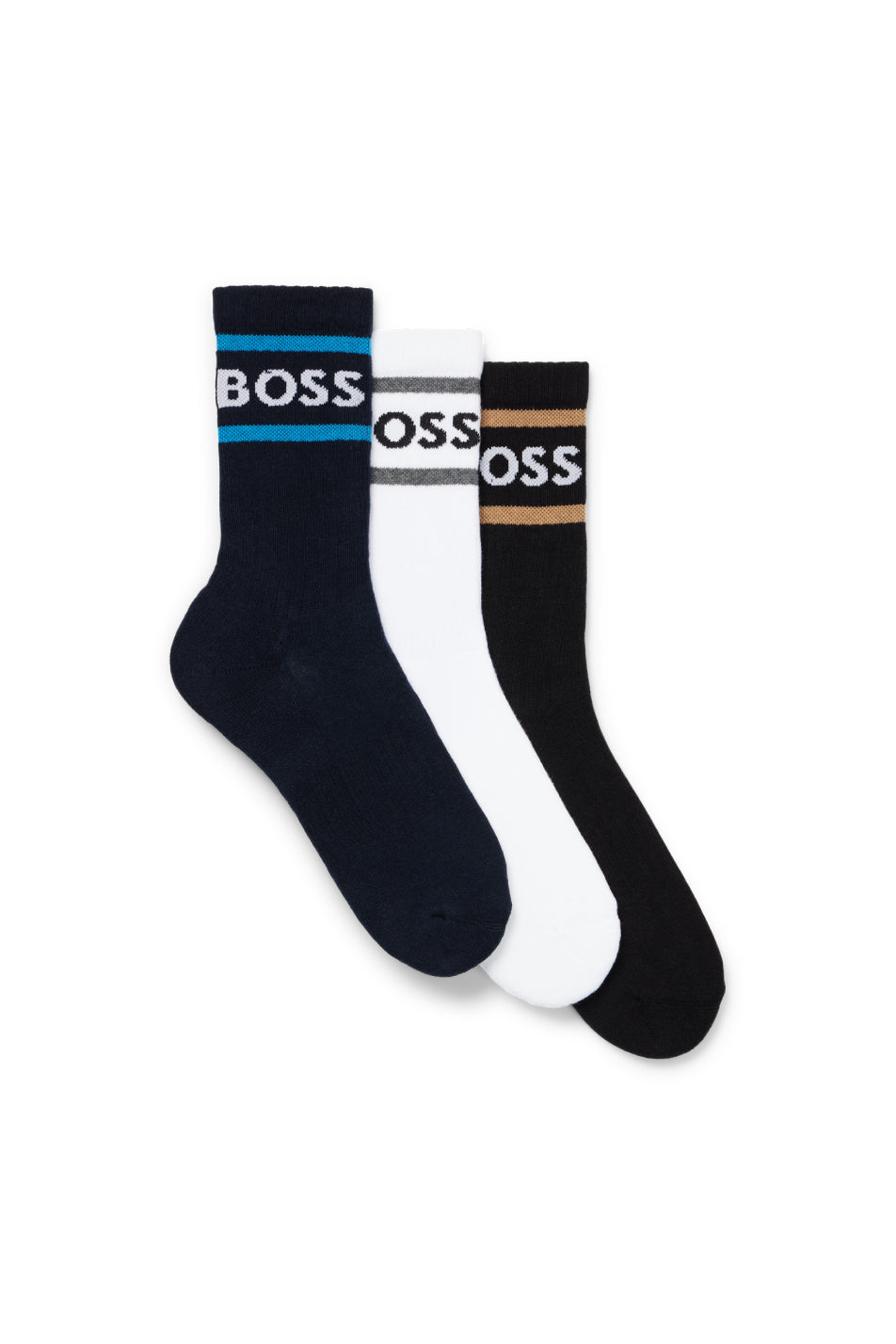 BOSS 3 Pack Men's Rib Stripe Socks