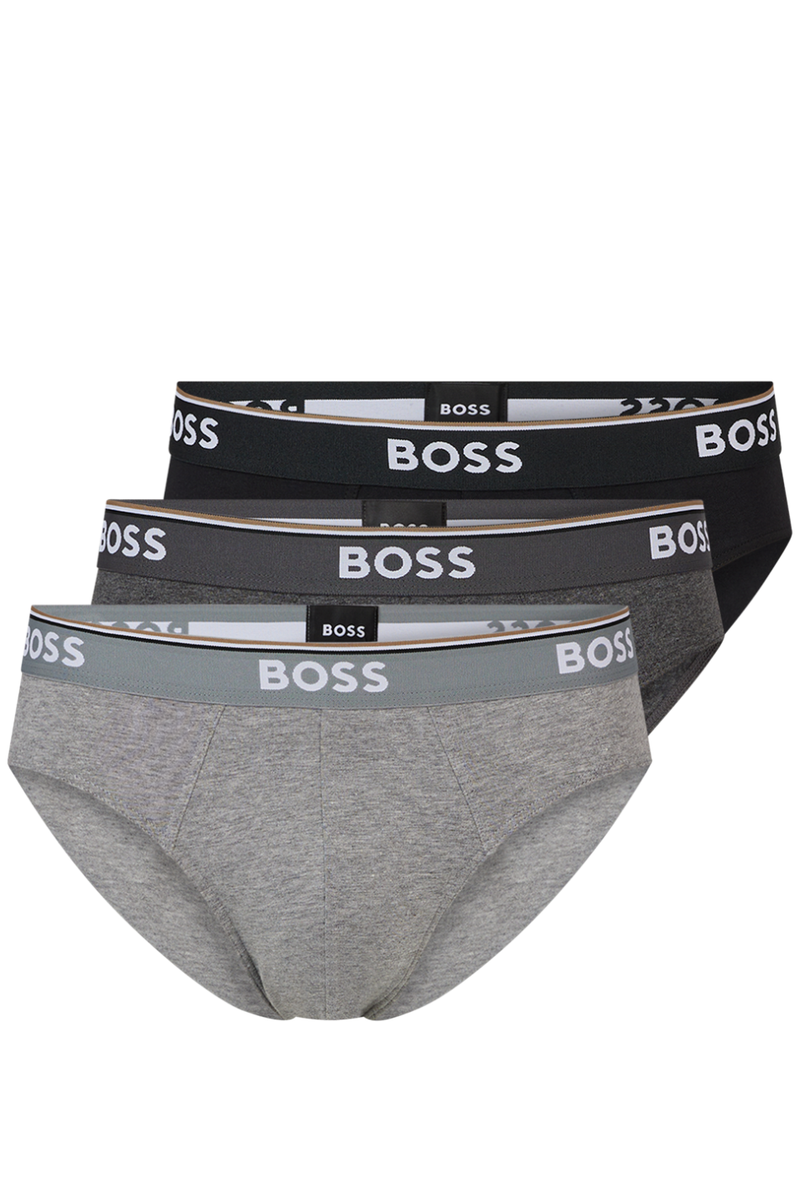 BOSS - Triple-pack of stretch-cotton boxer briefs with logo waistbands