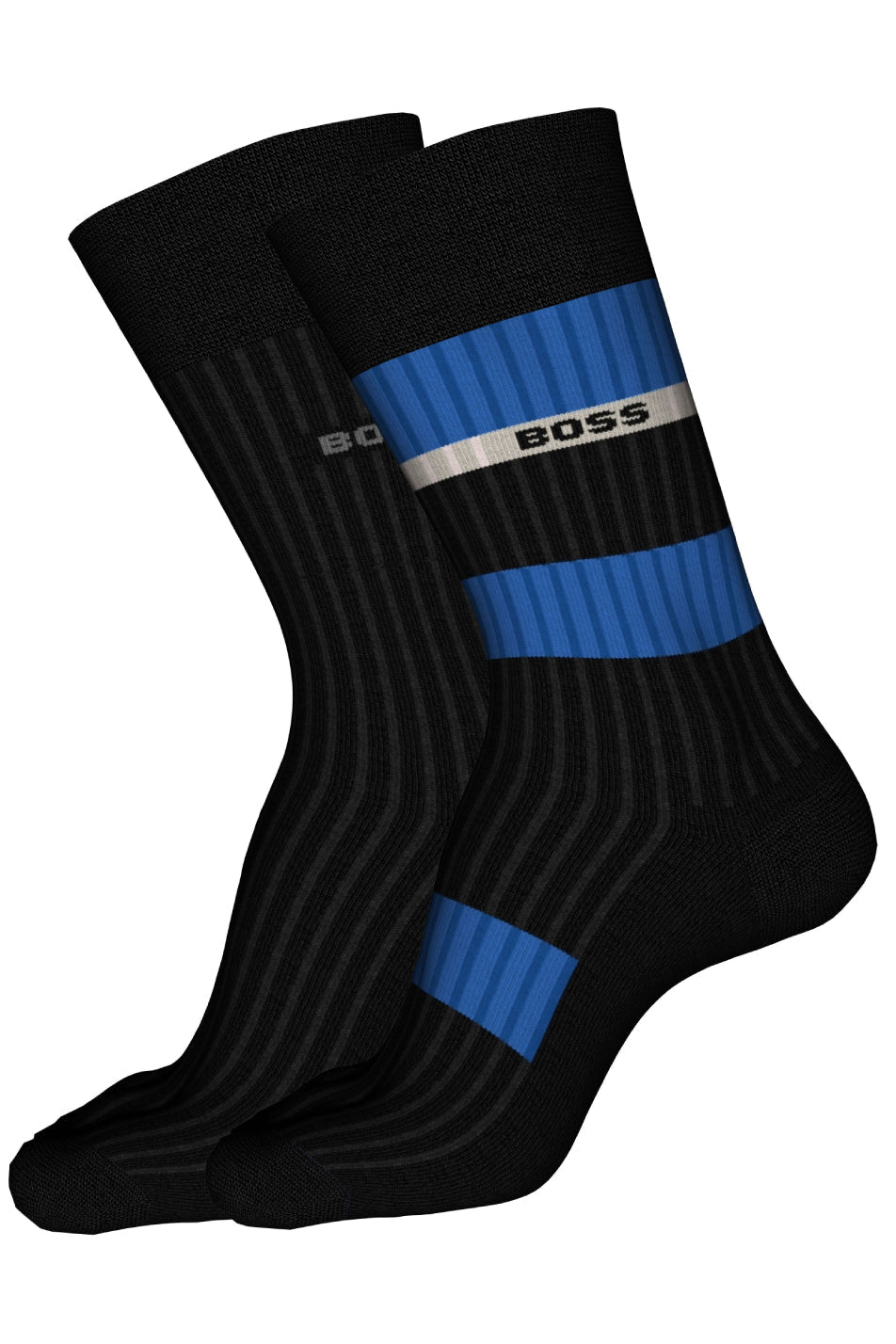 Boss 2 Pack Men's Rib Stripe Sock