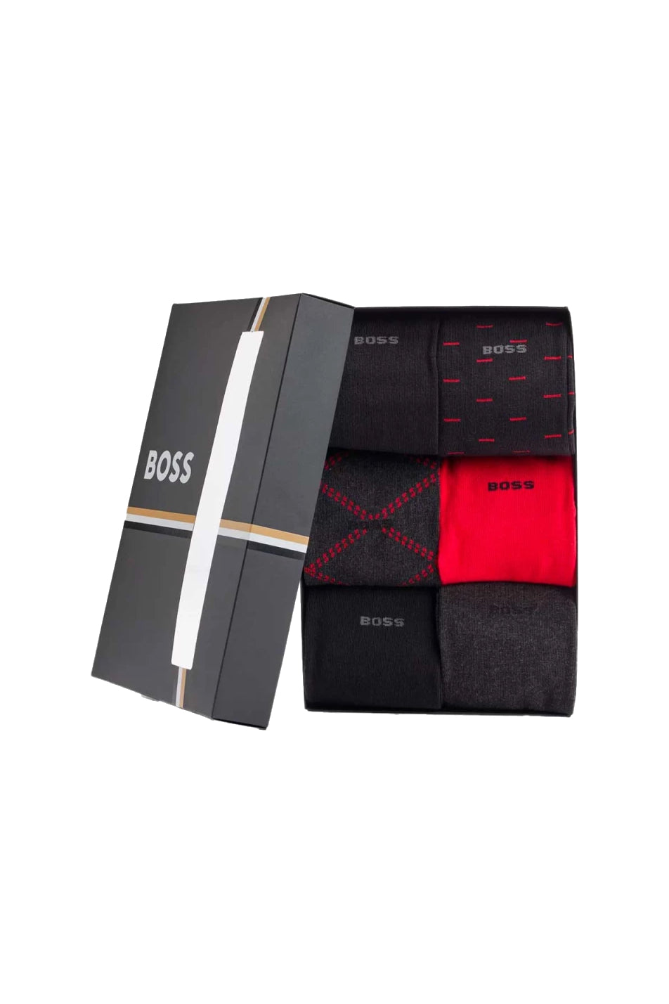 BOSS 6 Pack Men's Design Gift Box Sock