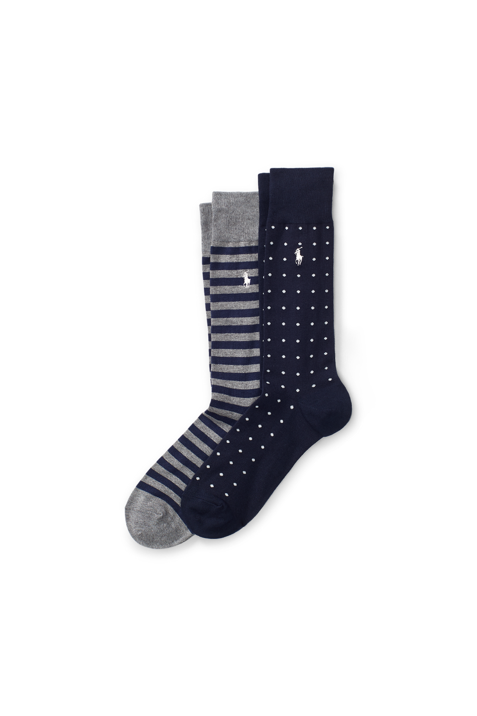 Polo Ralph Lauren Men's Dot Stripe 2 Pack Crew Sock