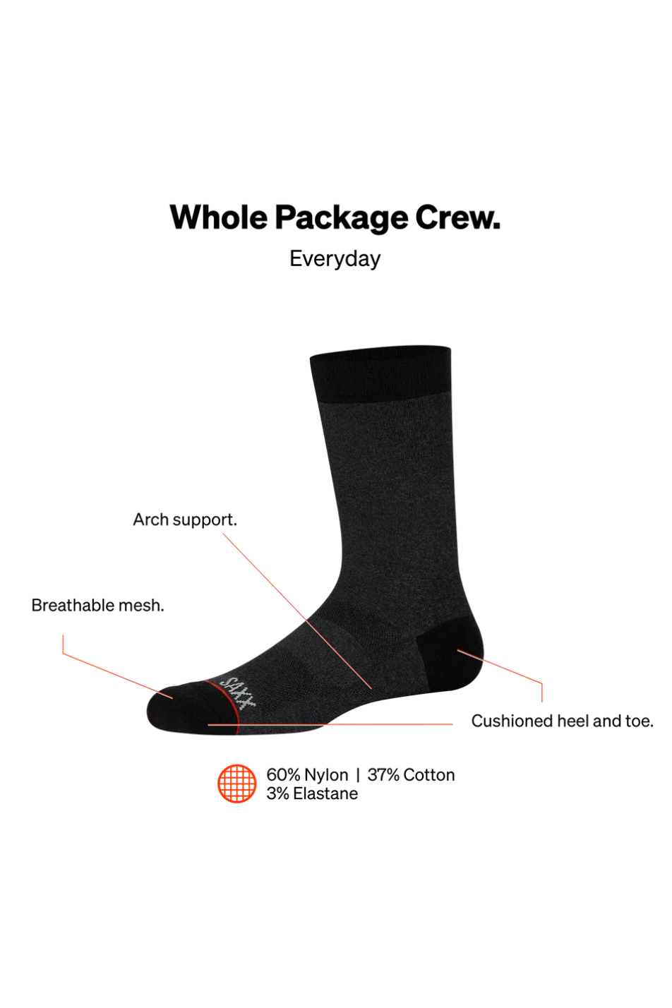 SAXX 3 Pack Men's Crew Sock