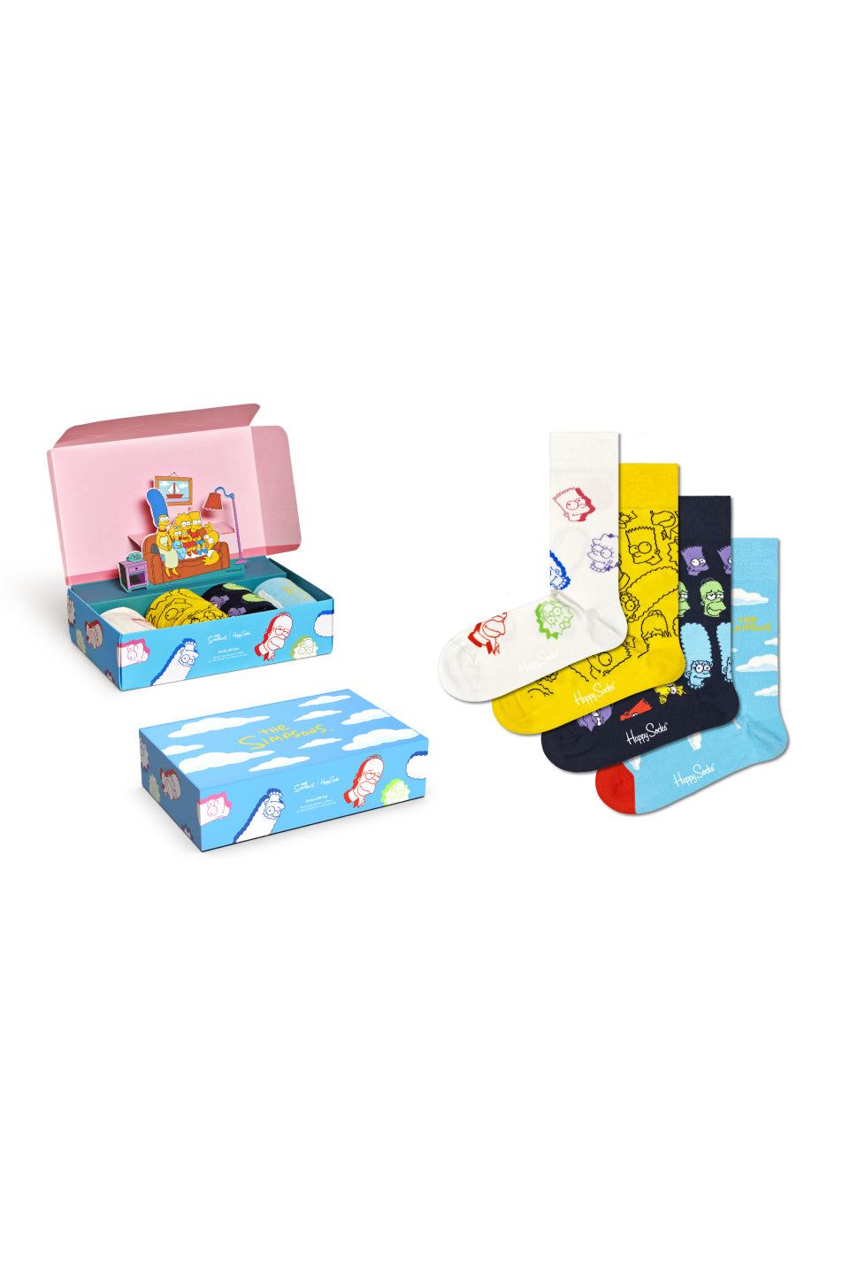 Happy Socks 4 Pack Simpsons Clouds In The Sky Gift Set