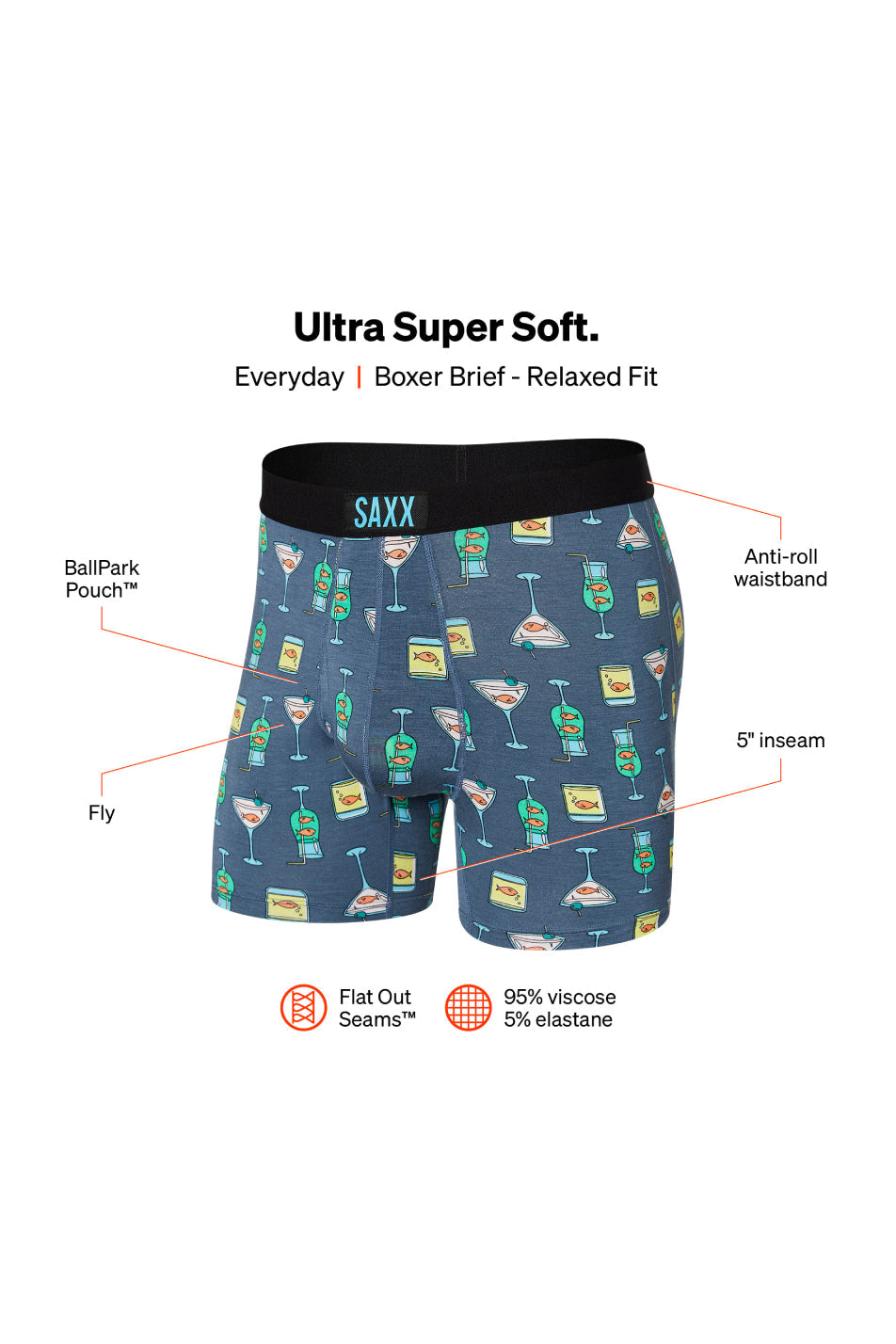 SAXX Men's Ultra Soft Boxer Brief Fly