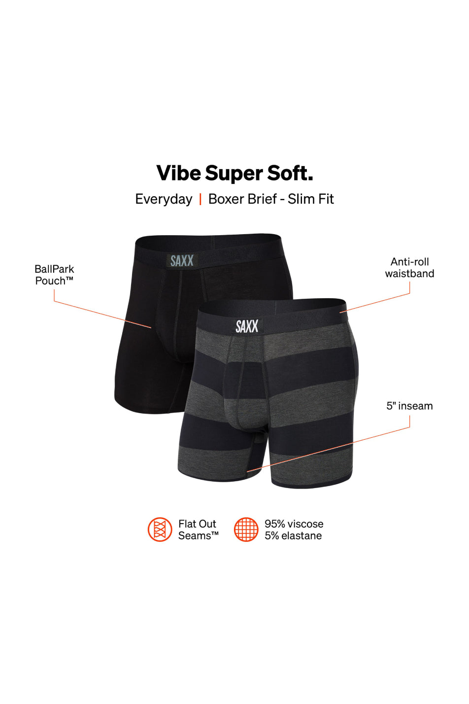 SAXX 2 Pack Men's Vibe Super Soft Boxer Brief